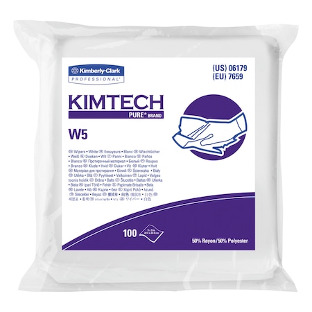 Kimtech W5 Critical Task Wipers, Flat Double Bag, Spunlace, 9x9, White, PK500 6179